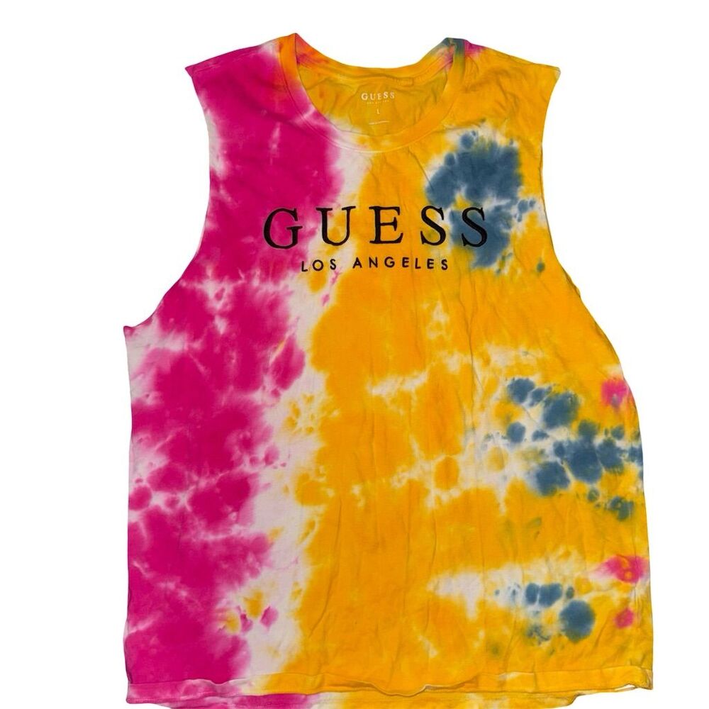Vintage Guess Los Angeles Unisex Tie-Dye Tank Top Size L Multicolor: GUC
